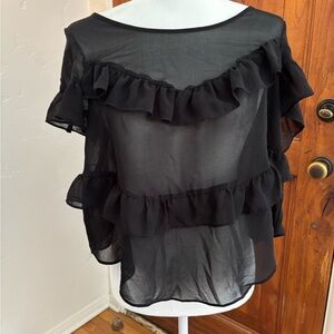 Forever 21 Sheer Black Ruffled Blouse